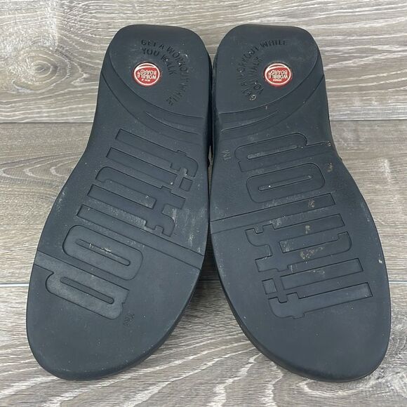 Fitflop Oasis Black Suede Women’s Sz 9 Slip On Thong Flip Flop Platform Sandals - Picture 7 of 10